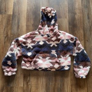 Aeropostale Pink and Brown Fleece Hoodie